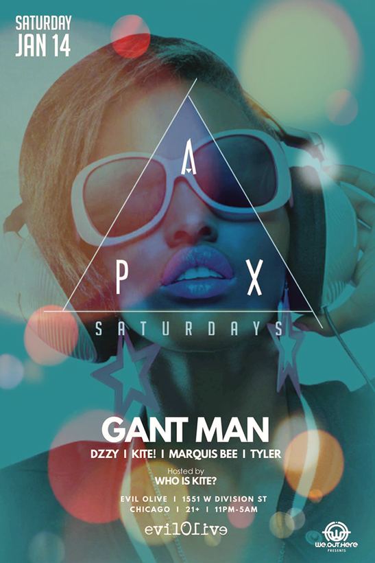 APX Saturdays — Gant-Man headline bill flyer, Evil Olive, Jan 2017