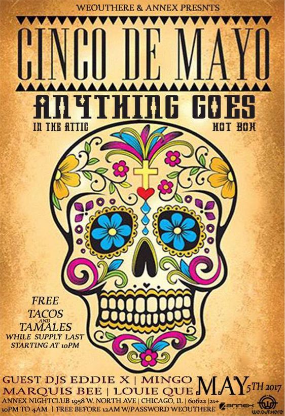 Cinco de Mayo flyer, Annex Nightclub, May 2017