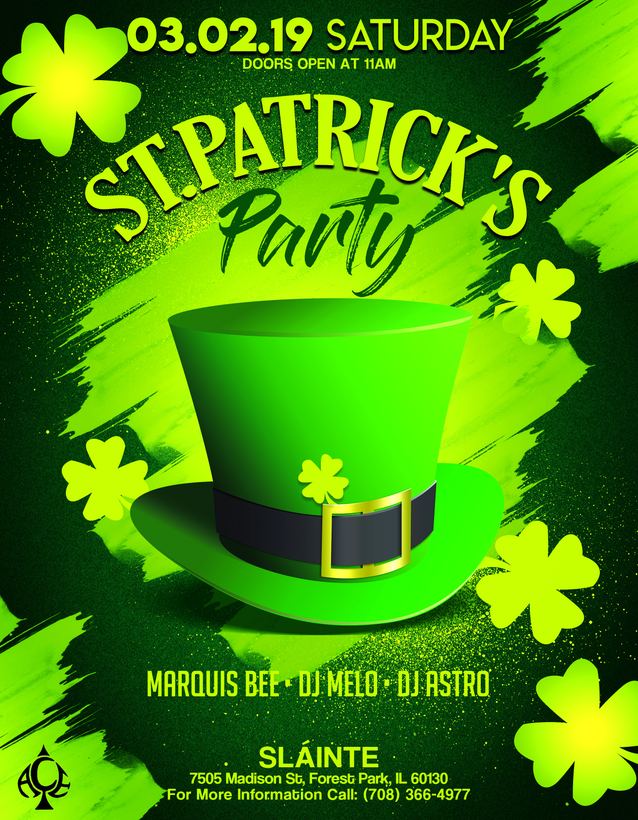 St. Patrick's Party flyer, Sláinte, Mar 2019