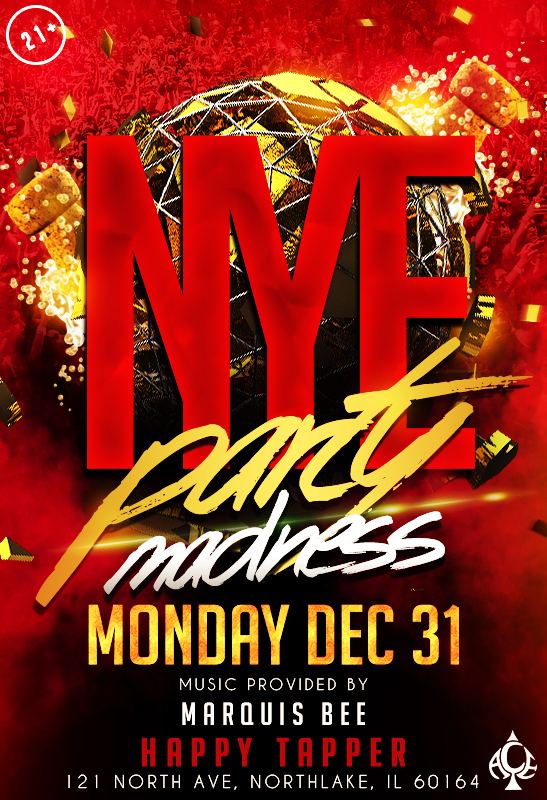 New Year's Eve flyer, Happy Tapper, Dec 2018