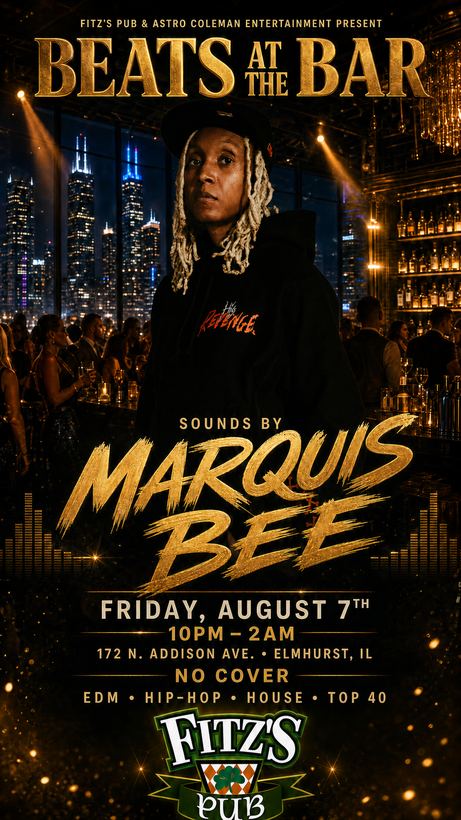 Beats At The Bar flyer, Fitz's Pub, Aug 2026