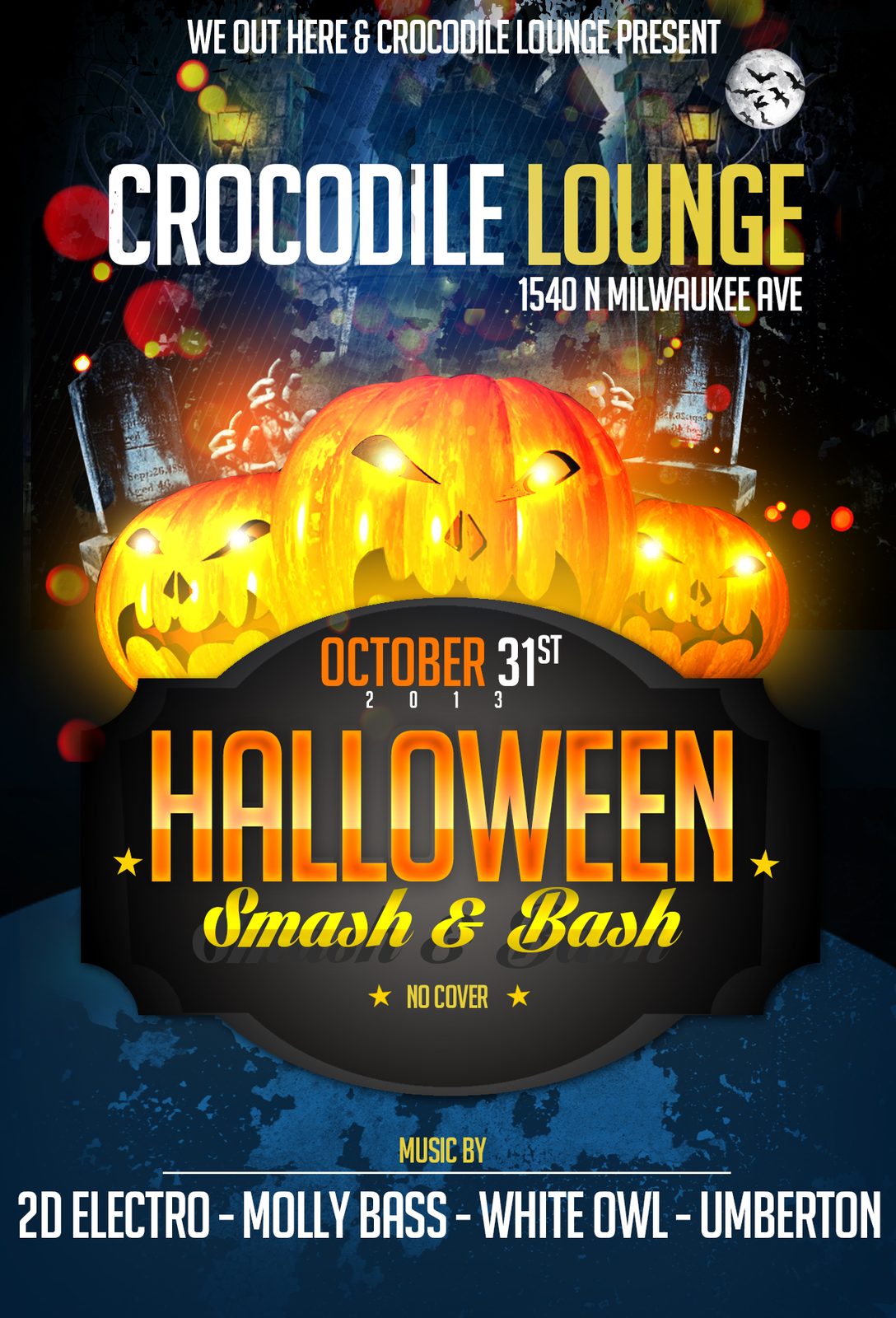 Halloween Smash & Bash flyer, Crocodile Lounge, Oct 2013