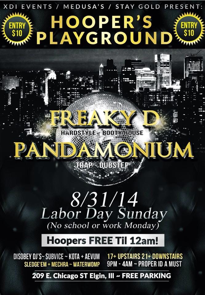 Hooper's Playground flyer, Medusa's, Elgin, Aug 2014